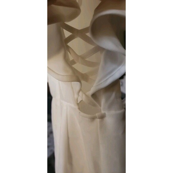 Selfie Leslie NWT New Frill Dress White Medium Mini Length Ruffle Ruffle B7 Nice - Picture 6 of 8